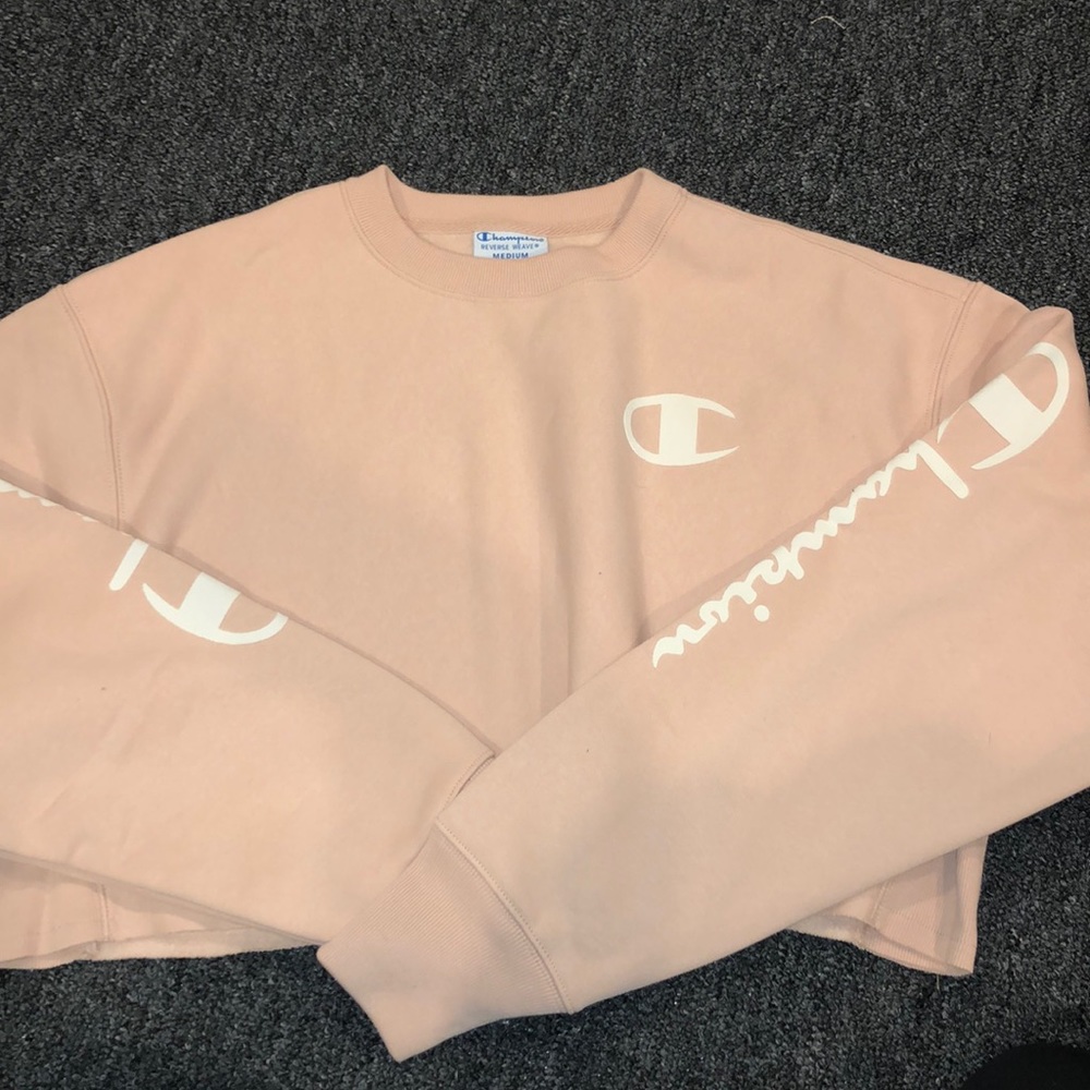 pink champion cropped crew
